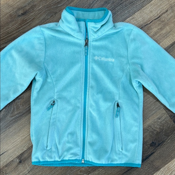 Columbia Light Blue/Turquoise Zip Fleece Jacket Girls XS 6/6X - Picture 2 of 15